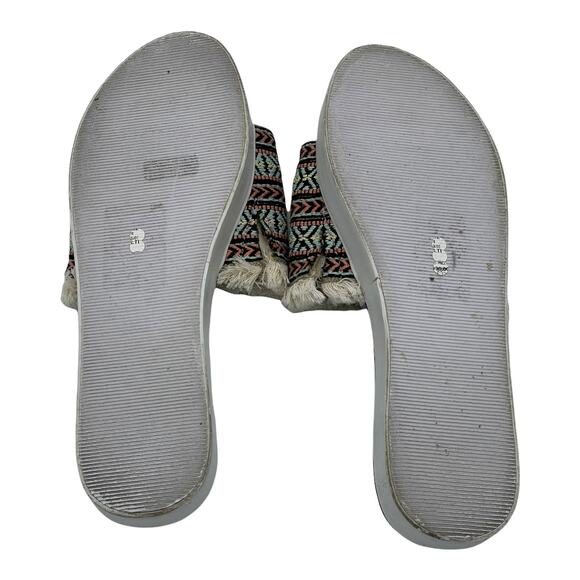 Rebecca Minkoff Printed Fringe Trim Slide Sandals - 9 - Picture 6 of 11